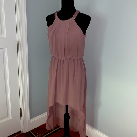 Doe & Rae Dress Halter Crepe Flowy High Low Sleeveless - Picture 1 of 9